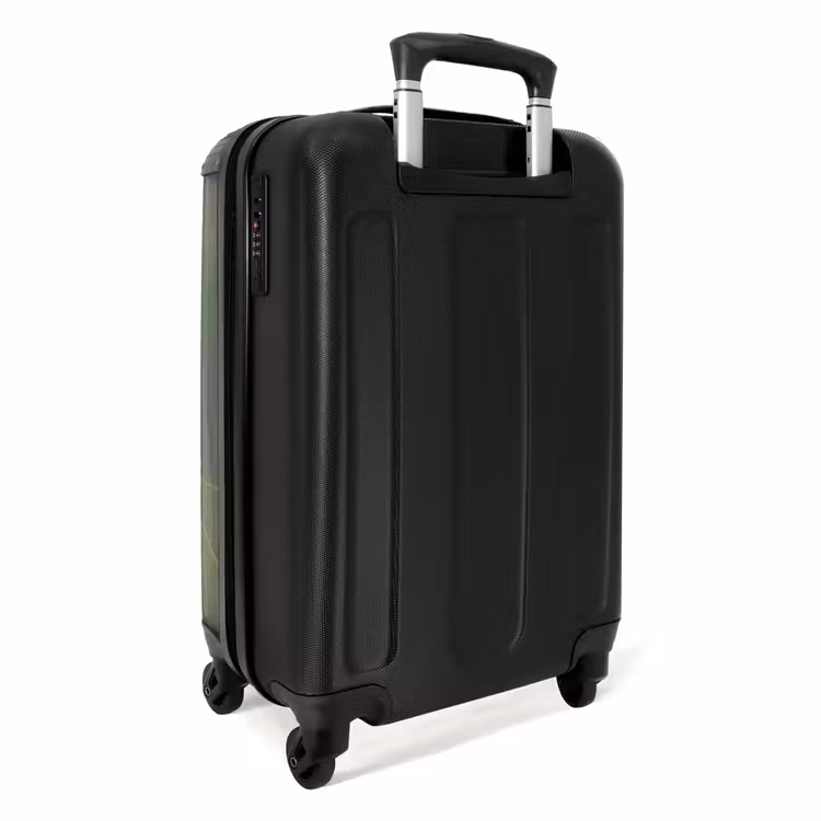 Minimal - Grijsgroen met gouden golven NBS - Handbagage koffer - Unisex middel -achterkant