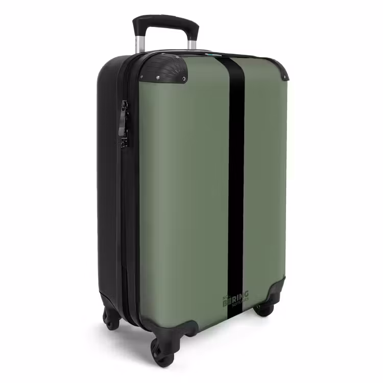Minimal - Grijsgroen met zwarte streep NBS - Handbagage koffer - Unisex middel -productfoto_3d