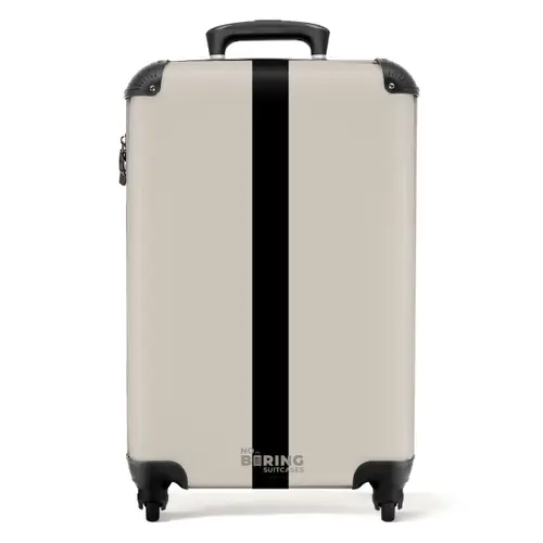 Minimal - Licht beige met zwarte streep NBS - Handbagage koffer - Unisex middel -productfoto_recht