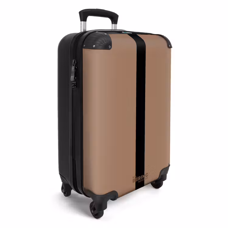 Minimal - Warm bruin met zwarte streep NBS - Handbagage koffer - Unisex middel -productfoto_3d