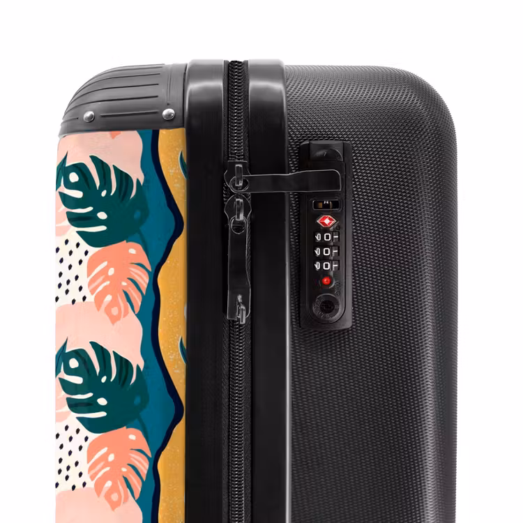 Monstera bladeren in diverse kleuren NBS - Handbagage koffer - Volwassenen Unisex middel -slot