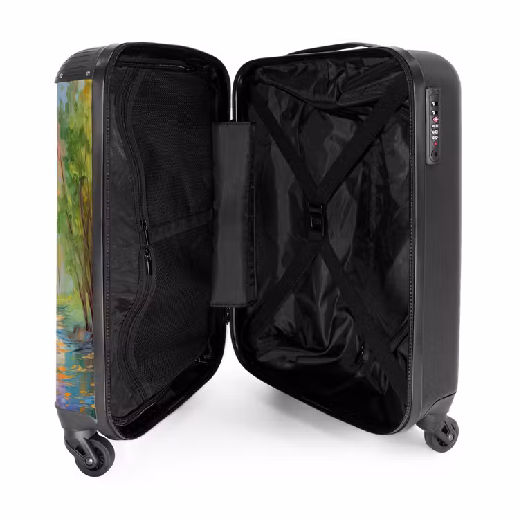 Olieverf - Landschap - Natuur - Kleurrijk NBS - Handbagage koffer - Unisex middel -binnenkant