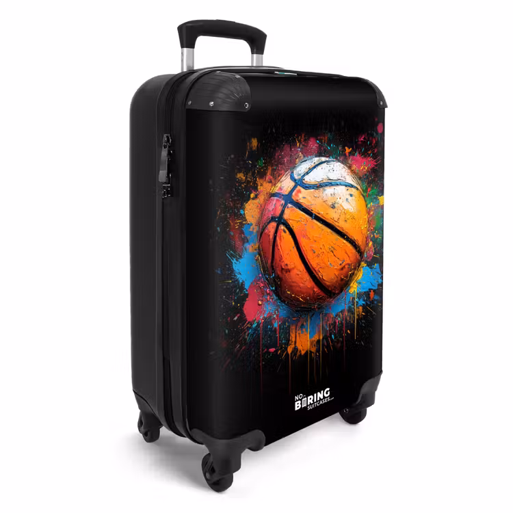Oranje basketbal te midden van verfspetters NBS - Handbagage koffer - Unisex middel -productfoto_3d