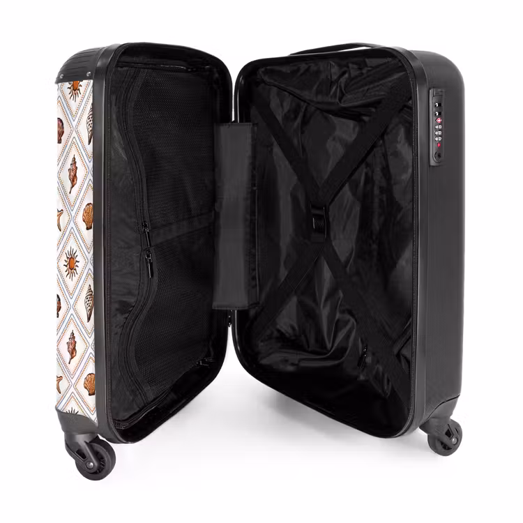Oranje strand print NBS - Handbagage koffer - Volwassenen Unisex middel -binnenkant