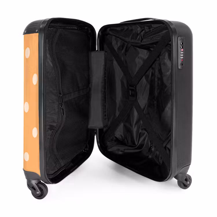 Oranje stippen patroon NBS - Handbagage koffer - Unisex middel -binnenkant