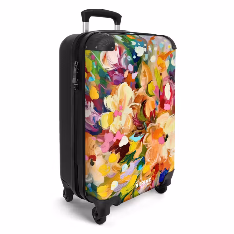 Schilderij - Olieverf - Bloemen - Regenboog NBS - Handbagage koffer - Unisex middel -productfoto_3d