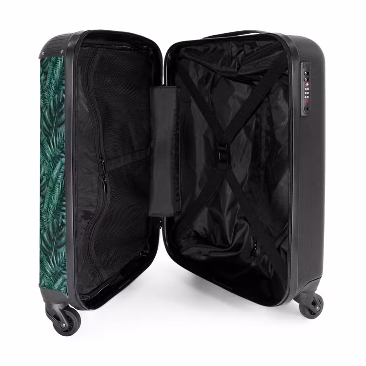 Palm bladeren monstera donker patroon NBS - Handbagage koffer - Volwassenen Unisex middel -binnenkant