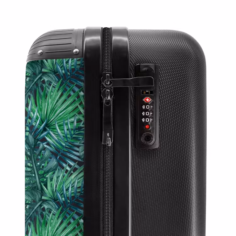 Palm bladeren monstera patroon groen NBS - Handbagage koffer - Volwassenen Unisex middel -slot