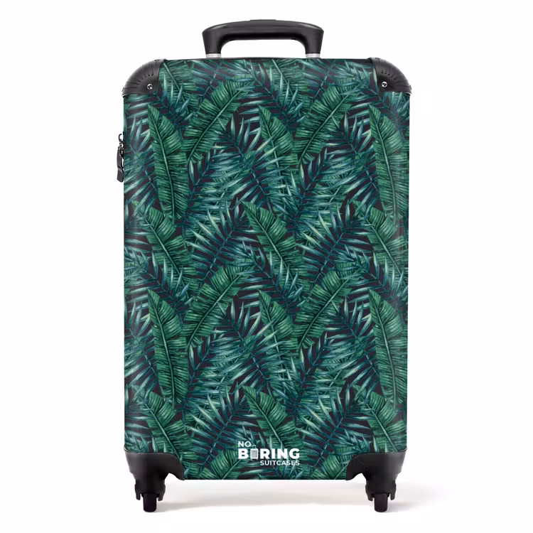 Palm bladeren patroon groen NBS - Handbagage koffer - Volwassenen Unisex middel -productfoto_recht