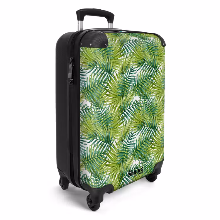 Palm bladeren patroon licht groen NBS - Handbagage koffer - Volwassenen Unisex middel -productfoto_3d