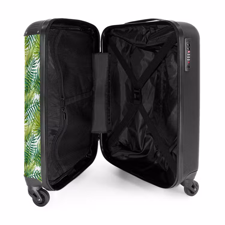 Palm bladeren patroon licht groen NBS - Handbagage koffer - Volwassenen Unisex middel -binnenkant