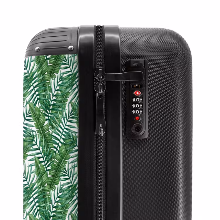 Palm lange bladeren patroon groen NBS - Handbagage koffer - Volwassenen Unisex middel -slot