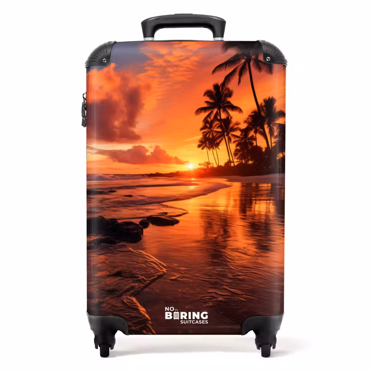 Palmbomen bij zonsondergang NBS - Handbagage koffer - Unisex middel -productfoto_recht
