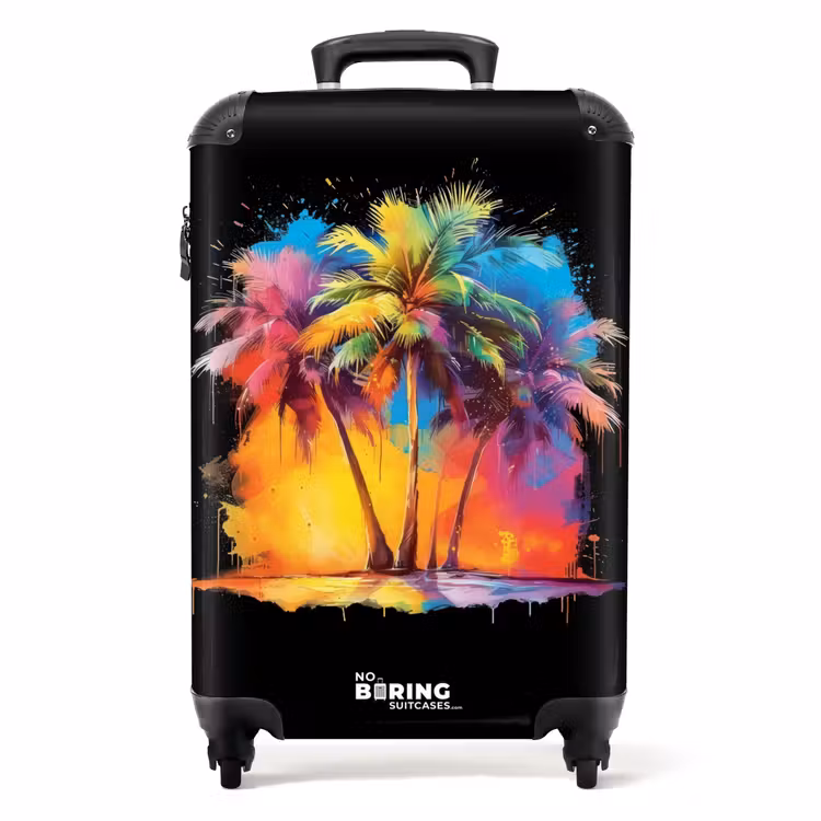 Palmbomen besmeurd met verf NBS - Handbagage koffer - Volwassenen Unisex middel -productfoto_recht