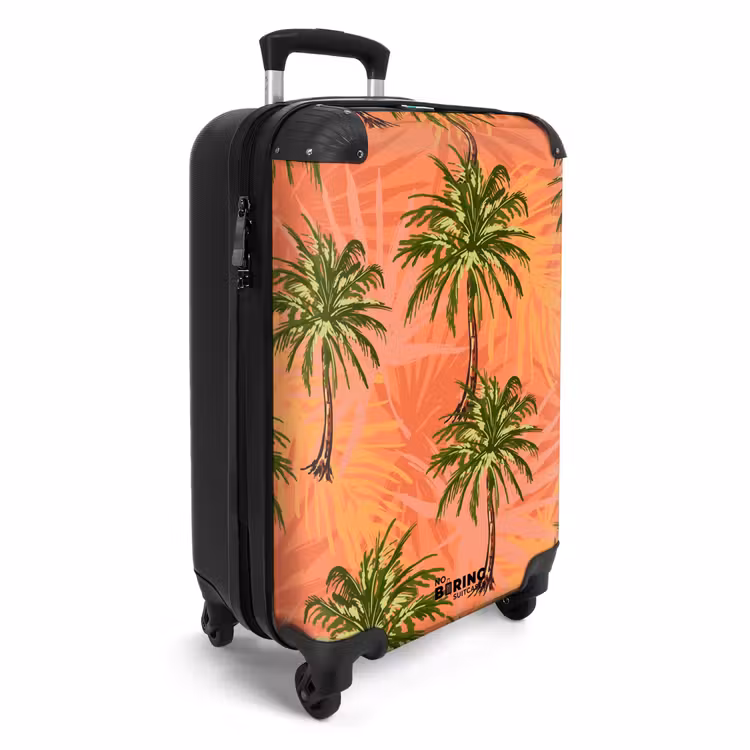 Palmbomen met fleurige achtergrond. NBS - Handbagage koffer - Volwassenen Unisex middel -productfoto_3d