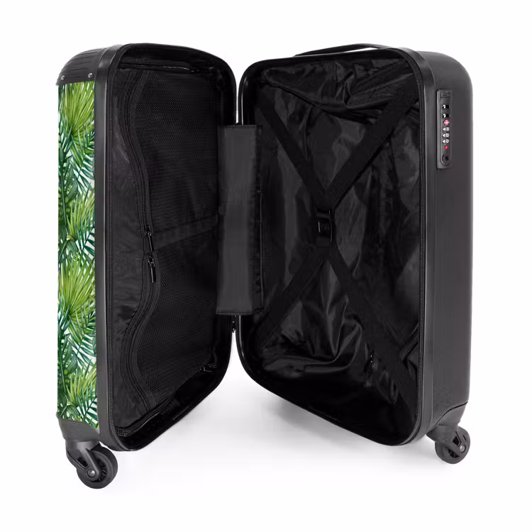 Palm diverse bladeren patroon groen NBS - Handbagage koffer - Volwassenen Unisex middel -binnenkant