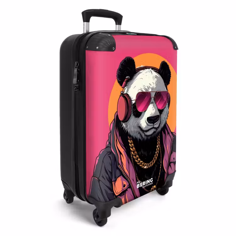 Panda met Koptelefoon, Zonnebril en Gouden Ketting NBS - Handbagage koffer - Unisex middel -productfoto_3d