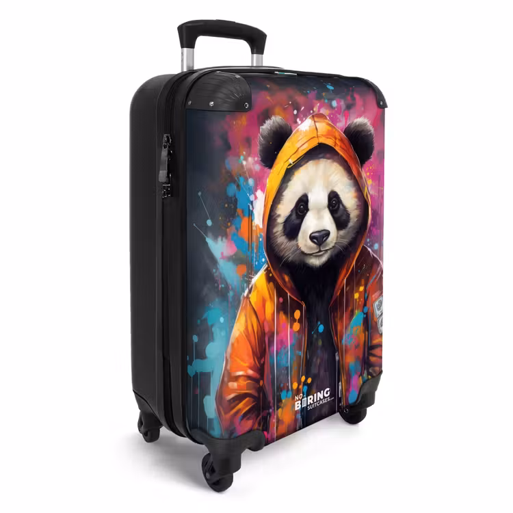 Panda met Oranje Jas en Verfspetters NBS - Handbagage koffer - Unisex middel -productfoto_3d