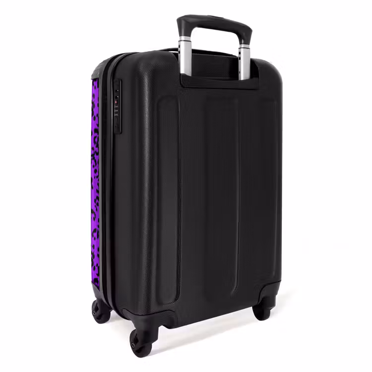 Panterpatroon in paars en zwart NBS - Handbagage koffer - Volwassenen Unisex middel -achterkant