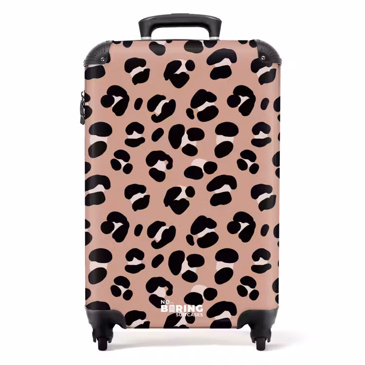 Panterprint op roze achtergrond NBS - Handbagage koffer - Volwassenen Unisex middel -productfoto_recht