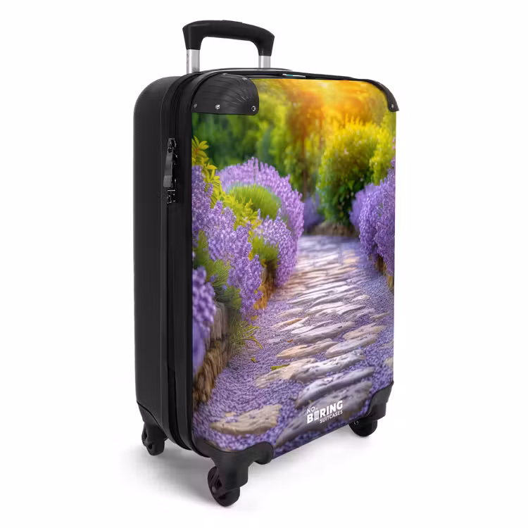 Pad met paarse lavendelstruiken NBS - Handbagage koffer - Unisex middel -productfoto_3d
