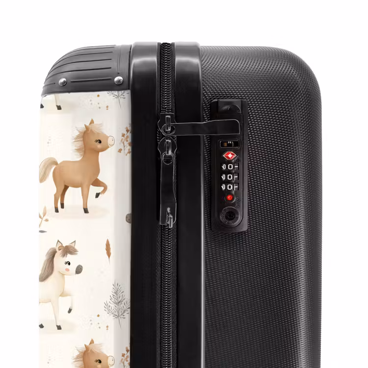 Patroon van veulens in beige en bruin kleuren NBS - Handbagage koffer - Volwassenen Unisex middel -slot