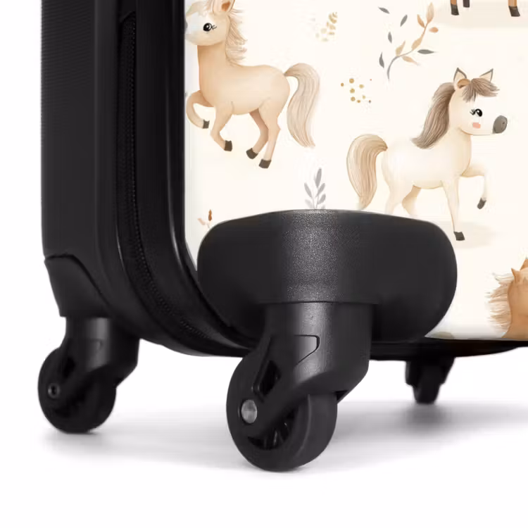 Patroon van veulens in beige en bruin kleuren NBS - Handbagage koffer - Volwassenen Unisex middel -wiel