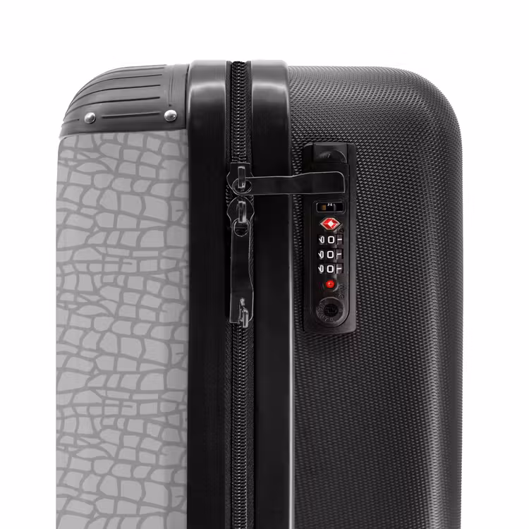 Grijze reptielenhuidstructuur NBS - Handbagage koffer - Volwassenen Unisex middel -slot