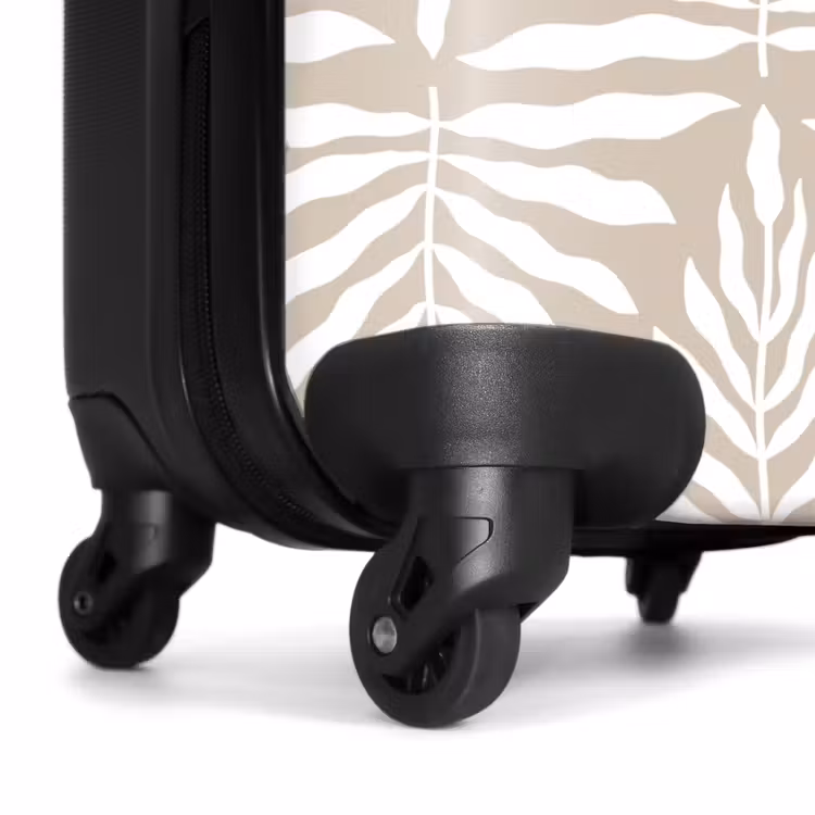 Patroon van bladeren in beige met wit NBS - Handbagage koffer - Unisex middel -wiel