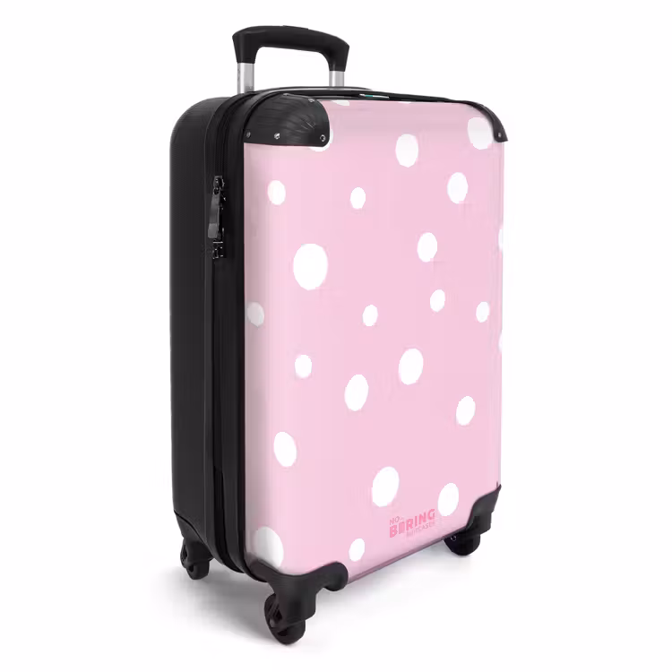 Roze achtergrond met witte stippen NBS - Handbagage koffer - Unisex middel -productfoto_3d