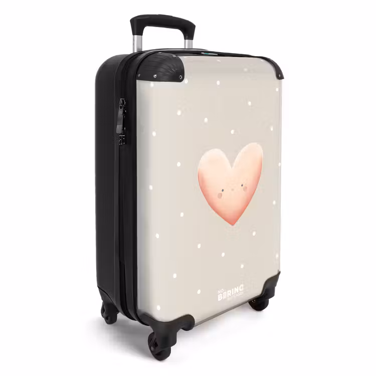 Roze hart omringd door beige stippen NBS - Handbagage koffer - Volwassenen Unisex middel -productfoto_3d
