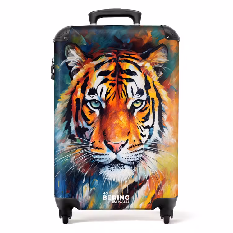 Portret van een tijger als olieverf kunst NBS - Handbagage koffer - Unisex middel -productfoto_recht