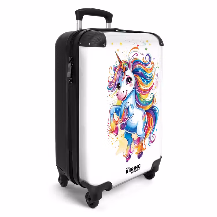Steigerende Eenhoorn met Regenboogmanen NBS - Handbagage koffer - Unisex middel -productfoto_3d
