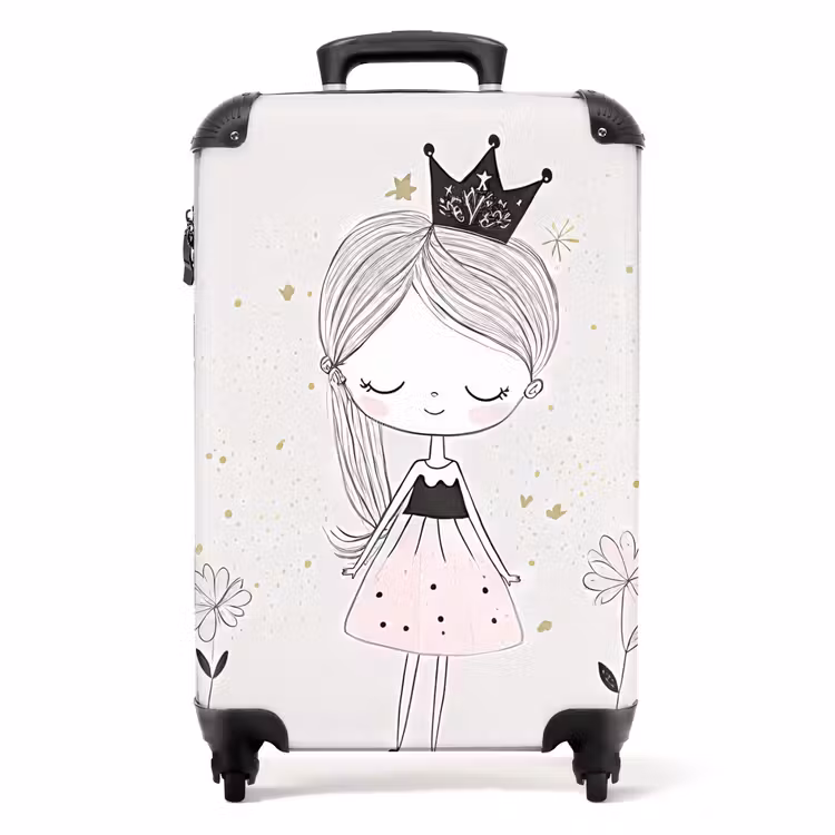 Prinses met zwart jurkje NBS - Handbagage koffer - Unisex middel -productfoto_recht