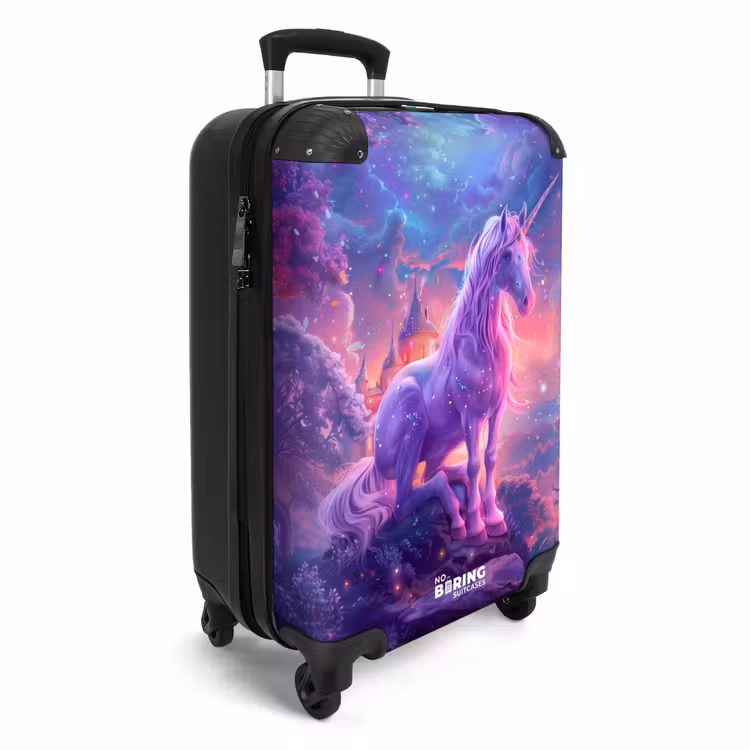 Paarse Eenhoorn in Magische Omgeving NBS - Handbagage koffer - Unisex middel -productfoto_3d