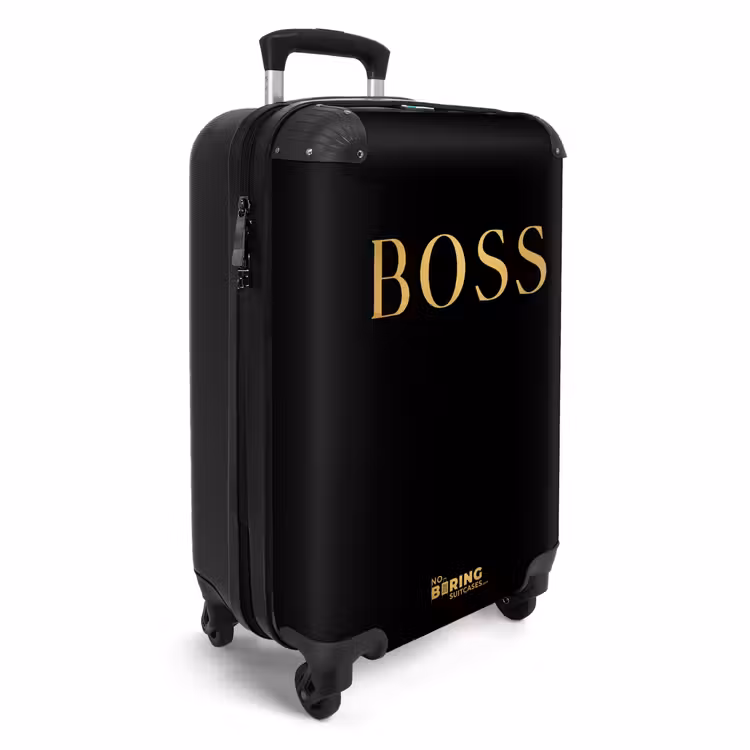 Quotes - Boss - Goud - Zwart NBS - Handbagage koffer - Unisex middel -productfoto_3d