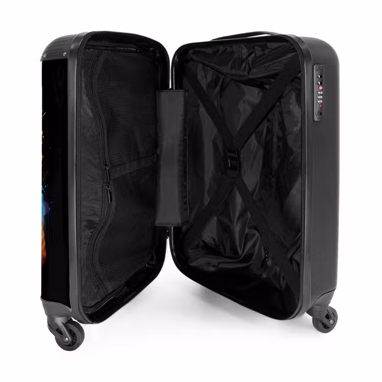 Wasbeer met oranje jas en verfspetters NBS - Handbagage koffer - Unisex middel -binnenkant