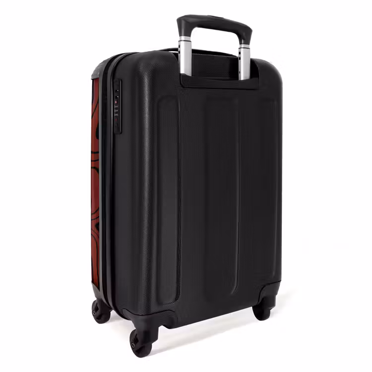 Rode achtergrond met abstracte zwarte lijnen NBS - Handbagage koffer - Unisex middel -achterkant
