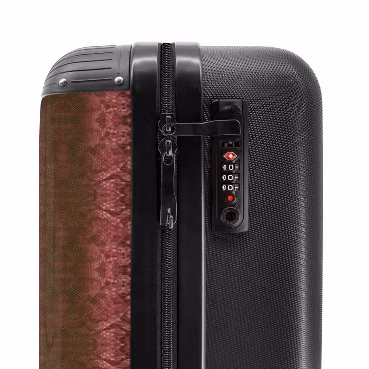 Roodbruin slangenhuid met symmetrische schubstructuur NBS - Handbagage koffer - Volwassenen Unisex middel -slot