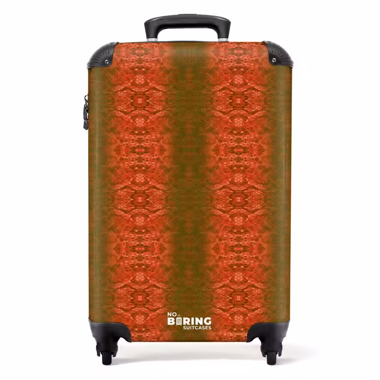 Rood groen slangenhuid met symmetrische schubstructuur NBS - Handbagage koffer - Volwassenen Unisex middel -productfoto_recht