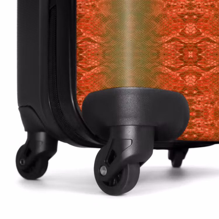 Rood groen slangenhuid met symmetrische schubstructuur NBS - Handbagage koffer - Volwassenen Unisex middel -wiel