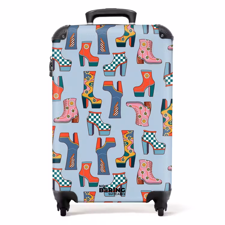Retro disco 70s laarzen patroon kleurrijk NBS - Handbagage koffer - Volwassenen Unisex middel -productfoto_recht