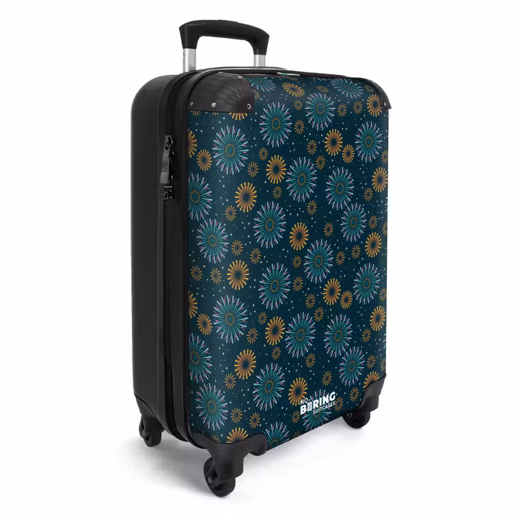 Retro disco 70s vuurwerk patroon kleurrijk NBS - Handbagage koffer - Volwassenen Unisex middel -productfoto_3d