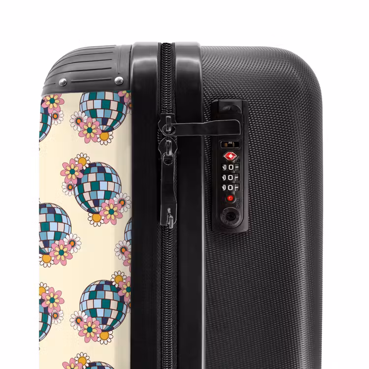 Retro disco bal boekt patroon kleurrijk NBS - Handbagage koffer - Volwassenen Unisex middel -slot