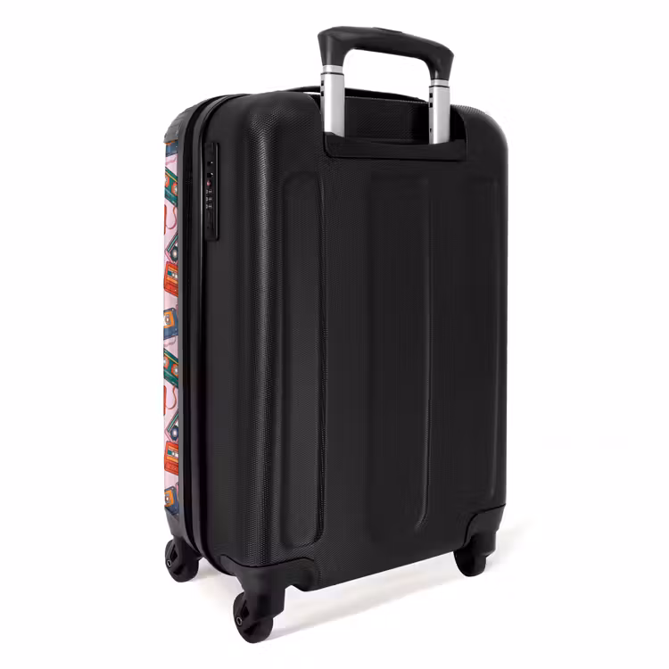 Retro disco cassettes patroon kleurrijk NBS - Handbagage koffer - Volwassenen Unisex middel -achterkant