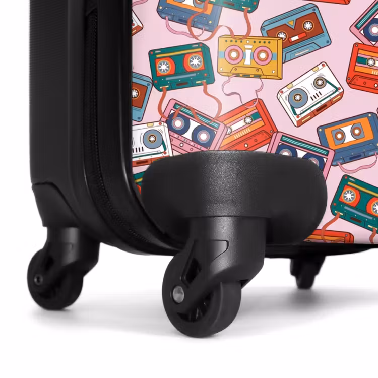 Retro disco cassettes patroon kleurrijk NBS - Handbagage koffer - Volwassenen Unisex middel -wiel