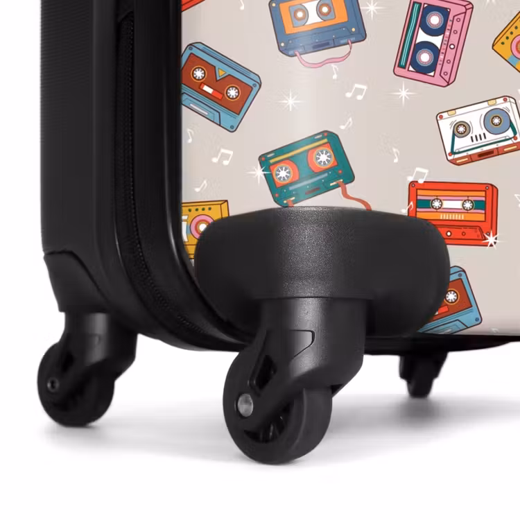Retro disco cassettes patroon diverse kleuren NBS - Handbagage koffer - Volwassenen Unisex middel -wiel