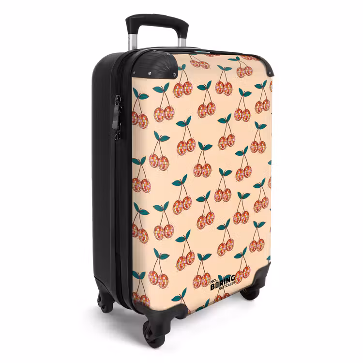 Retro disco kersen patroon kleurrijk NBS - Handbagage koffer - Volwassenen Unisex middel -productfoto_3d