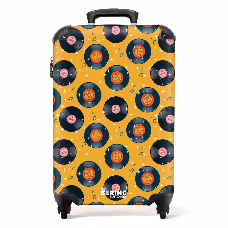 Retro disco platen patroon kleurrijk NBS - Handbagage koffer - Volwassenen Unisex middel -productfoto_recht