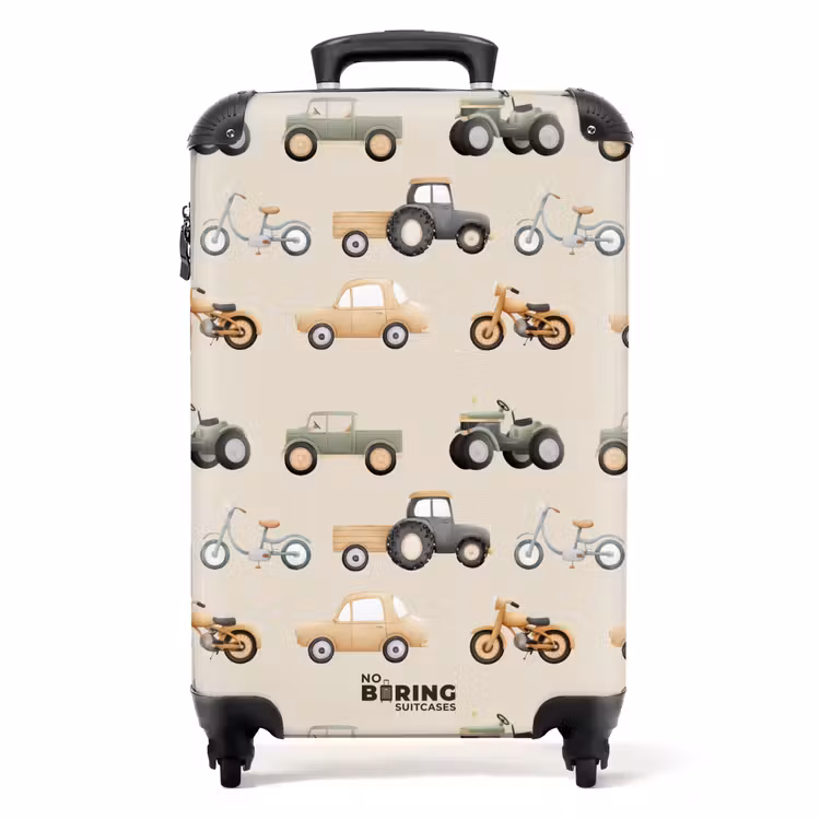 Retro voertuigen patroon NBS - Handbagage koffer - Volwassenen Unisex middel -productfoto_recht